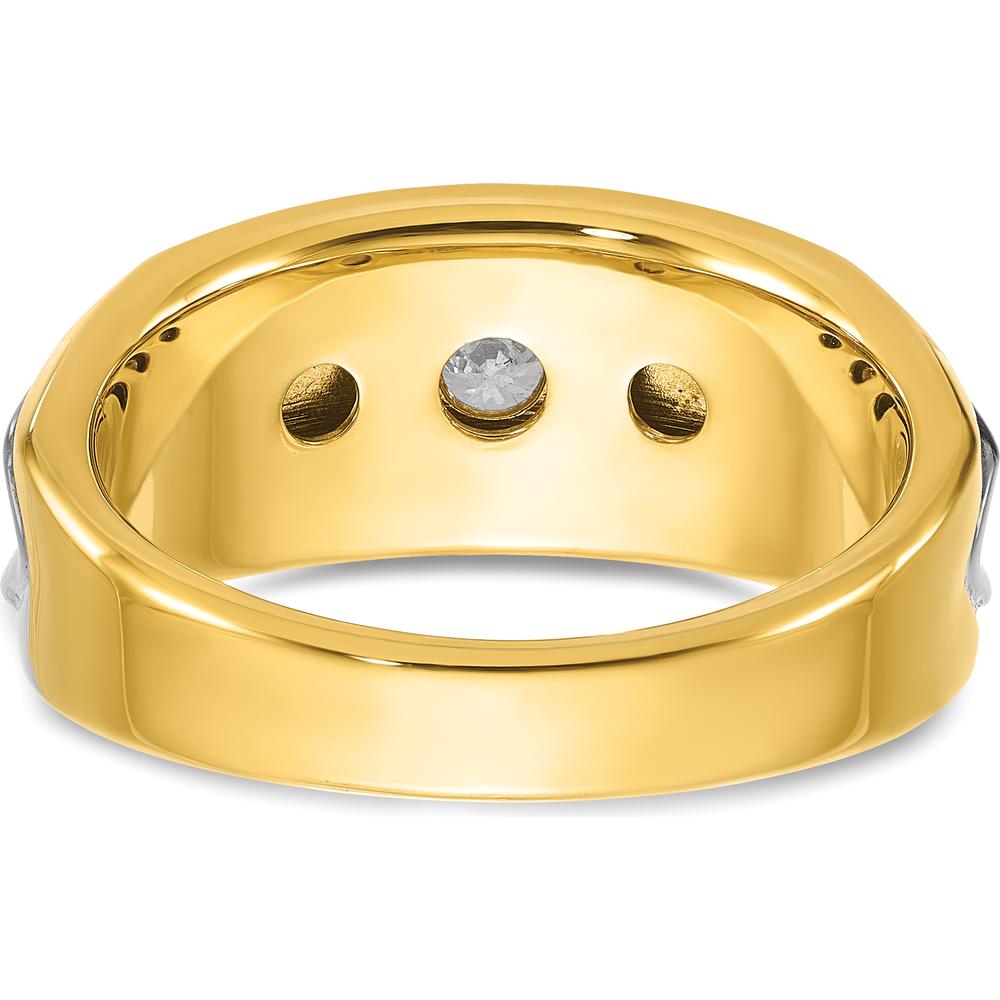 14K Two-Tone Men's Diamond Ring with 1/3 Carat Round Faceted Diamond - 0.35 Carats Total Diamond Weight by IBGoodman