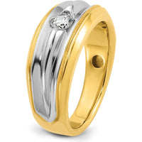 14K Two-Tone Men's Diamond Ring with 1/3 Carat Round Faceted Diamond - 0.35 Carats Total Diamond Weight by IBGoodman