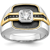 14K Two-Tone Men's Diamond Ring with 1/4 Carat AA Quality Diamonds and Black Rhodium Accents by IBGoodman
