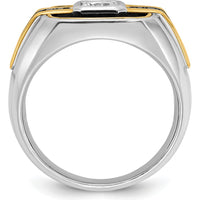 14K Two-Tone Men's Diamond Ring with 1/4 Carat AA Quality Diamonds and Black Rhodium Accents by IBGoodman