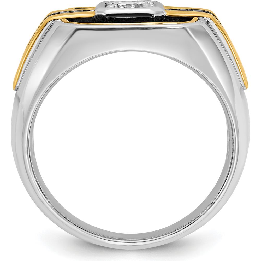 14K Two-Tone Men's Diamond Ring with 1/4 Carat AA Quality Diamonds and Black Rhodium Accents by IBGoodman