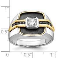 14K Two-Tone Men's Diamond Ring with 1/4 Carat AA Quality Diamonds and Black Rhodium Accents by IBGoodman