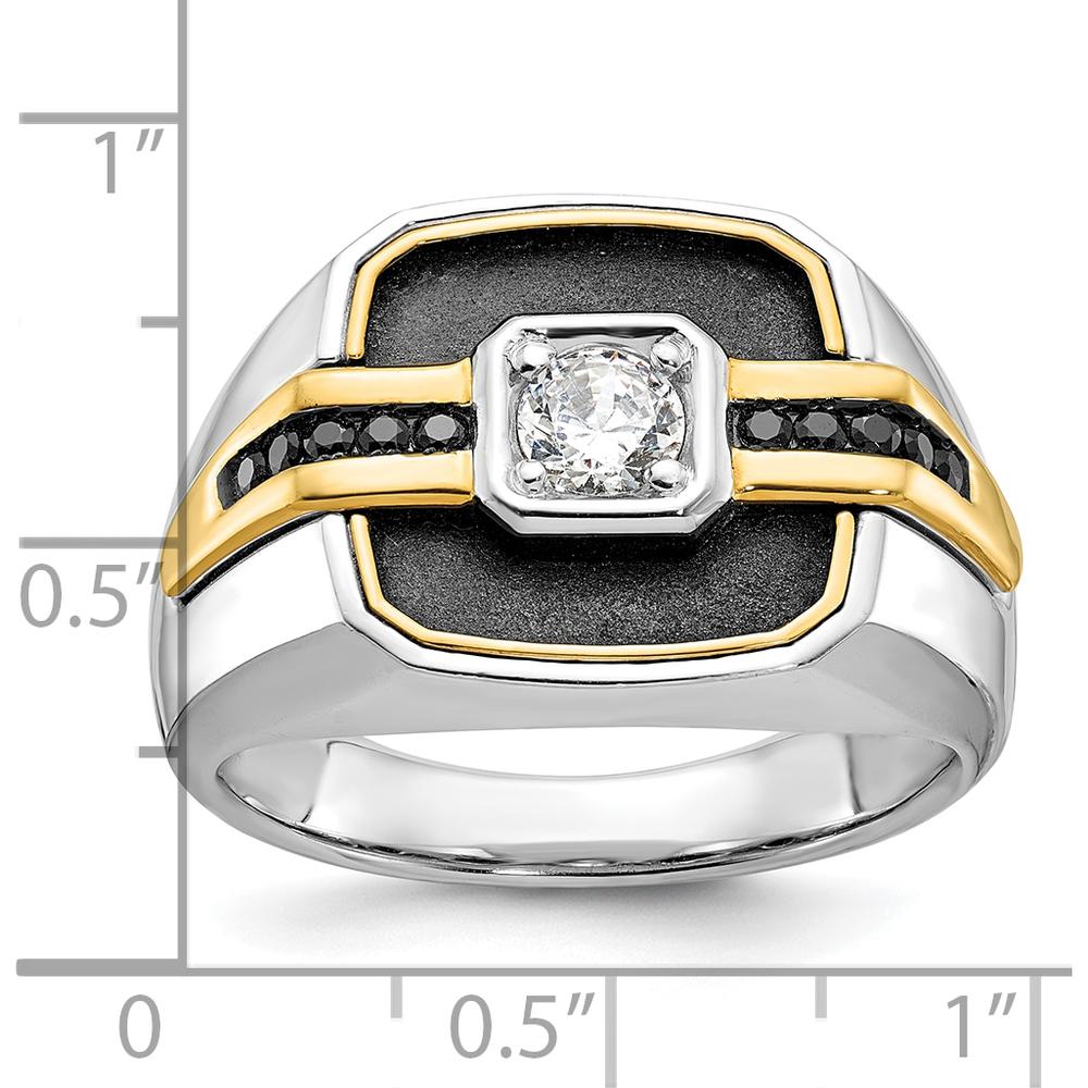 14K Two-Tone Men's Diamond Ring with 1/4 Carat AA Quality Diamonds and Black Rhodium Accents by IBGoodman