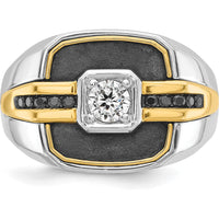 14K Two-Tone Men's Diamond Ring with 1/4 Carat AA Quality Diamonds and Black Rhodium Accents by IBGoodman