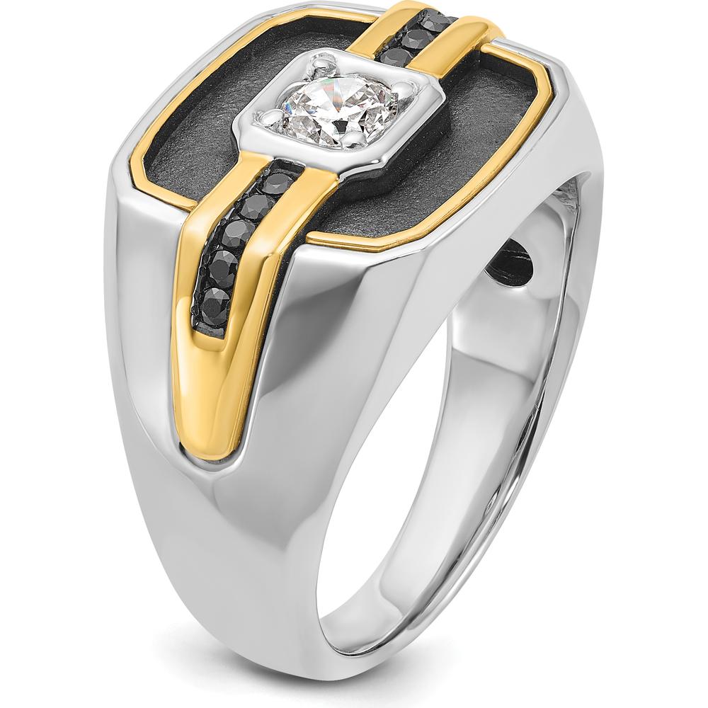 14K Two-Tone Men's Diamond Ring with 1/4 Carat AA Quality Diamonds and Black Rhodium Accents by IBGoodman