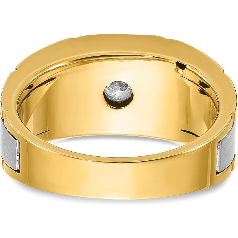 14K Two-Tone Men's Diamond Ring with 1/4 Carat Round Diamond - Polished and Satin Finish by IBGoodman