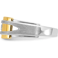 14K Two-Tone Men's Diamond Ring with 1/5 Carat Round Diamond - Satin & Polished Finish by IBGoodman