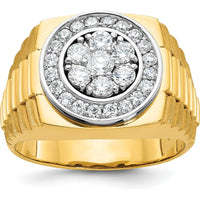 14K Two-Tone Men's Diamond Ring with 1 Carat of AA Quality Diamonds in Polished Satin and Textured Gold Band by IBGoodman