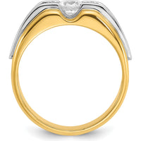 14K Two-Tone Men's Diamond Ring with 3 Round Brilliant Diamonds - 0.75 Carats Total Diamond Weight by IBGoodman