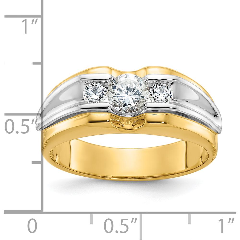 14K Two-Tone Men's Diamond Ring with 3 Round Brilliant Diamonds - 0.75 Carats Total Diamond Weight by IBGoodman