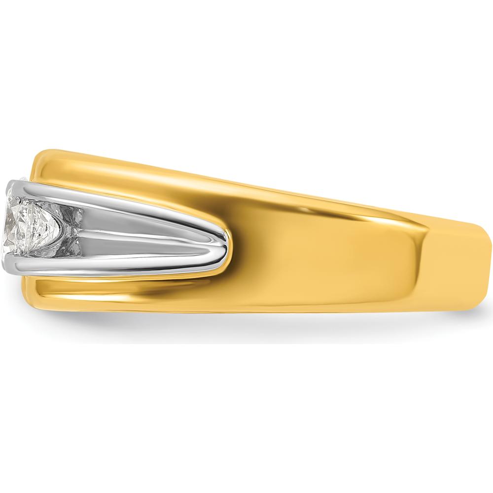 14K Two-Tone Men's Diamond Ring with 3 Round Brilliant Diamonds - 0.75 Carats Total Diamond Weight by IBGoodman