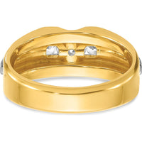 14K Two-Tone Men's Diamond Ring with 3 Round Brilliant Diamonds - 0.75 Carats Total Diamond Weight by IBGoodman