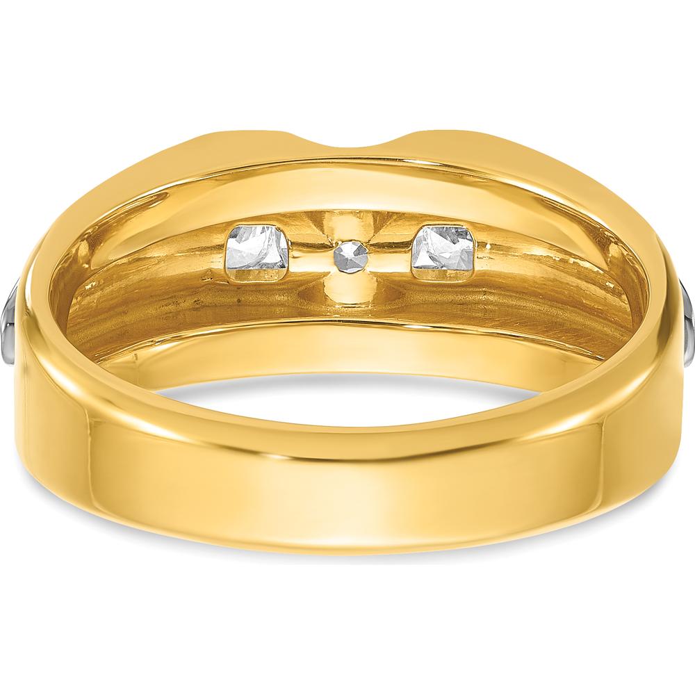 14K Two-Tone Men's Diamond Ring with 3 Round Brilliant Diamonds - 0.75 Carats Total Diamond Weight by IBGoodman