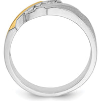 14K Two-Tone Men's Diamond Ring with 4 Round Brilliant Diamonds - 1/4 Carats Total Diamond Weight by IBGoodman