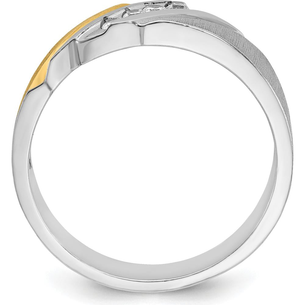 14K Two-Tone Men's Diamond Ring with 4 Round Brilliant Diamonds - 1/4 Carats Total Diamond Weight by IBGoodman