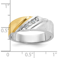 14K Two-Tone Men's Diamond Ring with 4 Round Brilliant Diamonds - 1/4 Carats Total Diamond Weight by IBGoodman