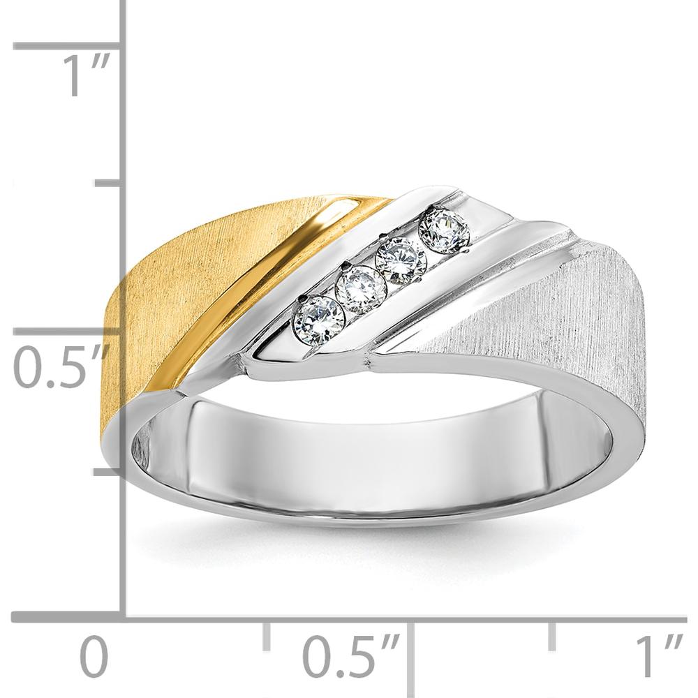 14K Two-Tone Men's Diamond Ring with 4 Round Brilliant Diamonds - 1/4 Carats Total Diamond Weight by IBGoodman
