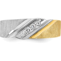 14K Two-Tone Men's Diamond Ring with 4 Round Brilliant Diamonds - 1/4 Carats Total Diamond Weight by IBGoodman