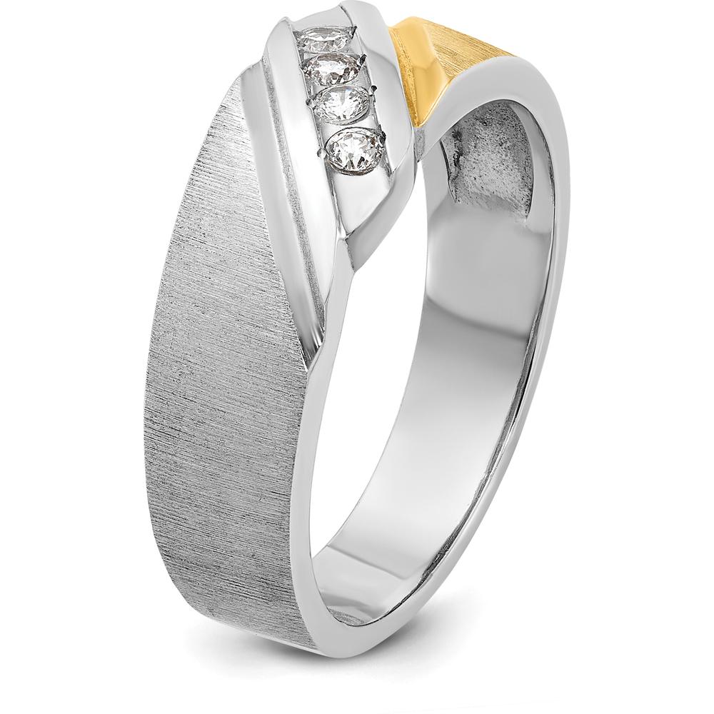 14K Two-Tone Men's Diamond Ring with 4 Round Brilliant Diamonds - 1/4 Carats Total Diamond Weight by IBGoodman