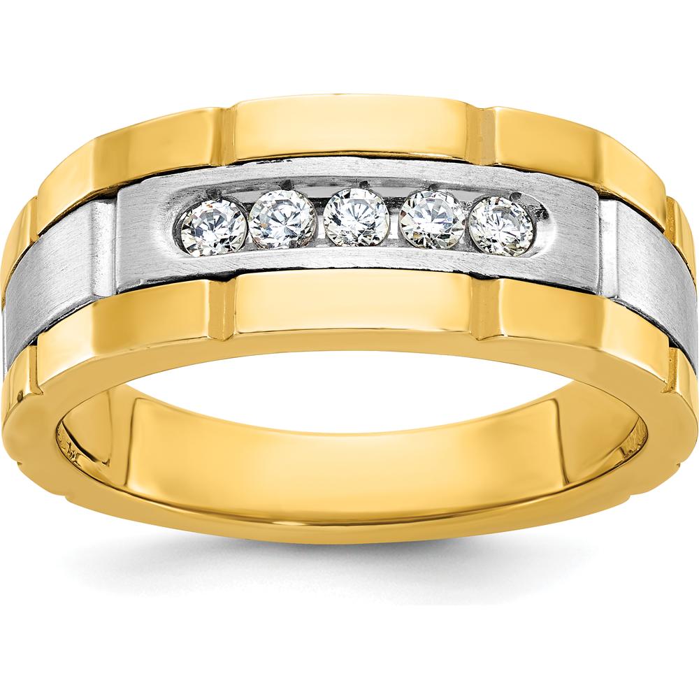 14K Two-Tone Men's Diamond Ring with 5 Round Diamonds - 0.25 Carats Total Diamond Weight by IBGoodman
