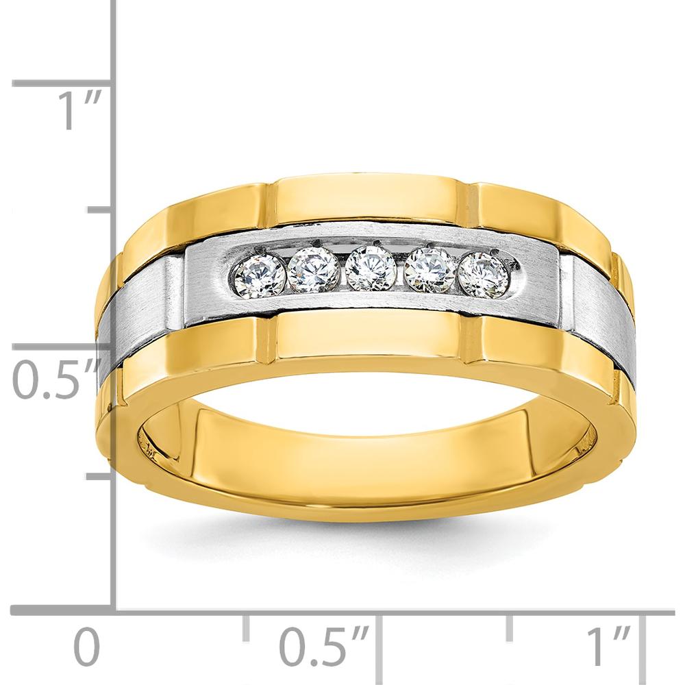 14K Two-Tone Men's Diamond Ring with 5 Round Diamonds - 0.25 Carats Total Diamond Weight by IBGoodman