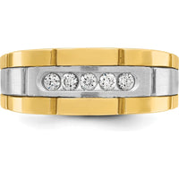 14K Two-Tone Men's Diamond Ring with 5 Round Diamonds - 0.25 Carats Total Diamond Weight by IBGoodman