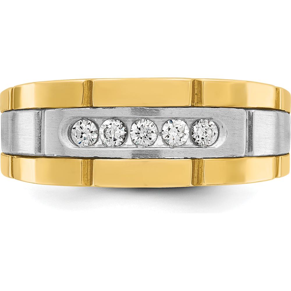 14K Two-Tone Men's Diamond Ring with 5 Round Diamonds - 0.25 Carats Total Diamond Weight by IBGoodman