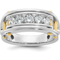 14K Two-Tone Men's Diamond Ring with 5 Round Diamonds - 1.00 Carats Total Diamond Weight by IBGoodman
