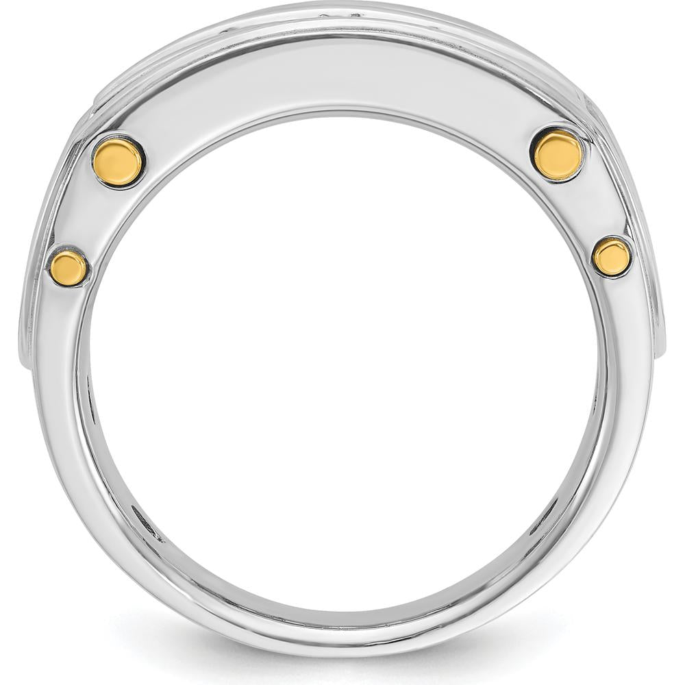 14K Two-Tone Men's Diamond Ring with 5 Round Diamonds - 1.00 Carats Total Diamond Weight by IBGoodman