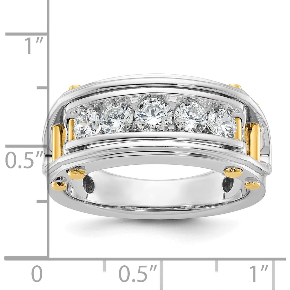 14K Two-Tone Men's Diamond Ring with 5 Round Diamonds - 1.00 Carats Total Diamond Weight by IBGoodman