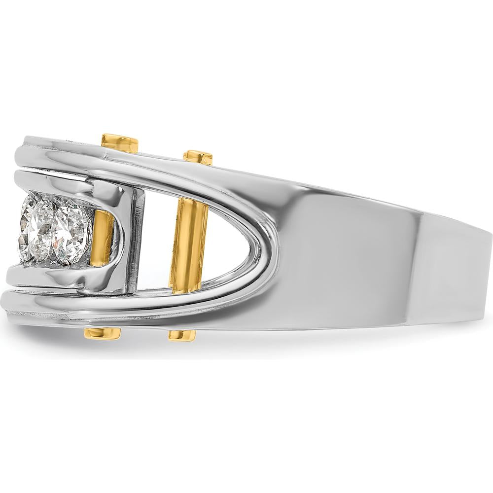 14K Two-Tone Men's Diamond Ring with 5 Round Diamonds - 1.00 Carats Total Diamond Weight by IBGoodman