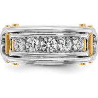 14K Two-Tone Men's Diamond Ring with 5 Round Diamonds - 1.00 Carats Total Diamond Weight by IBGoodman