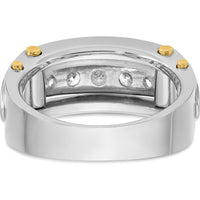 14K Two-Tone Men's Diamond Ring with 5 Round Diamonds - 1.00 Carats Total Diamond Weight by IBGoodman