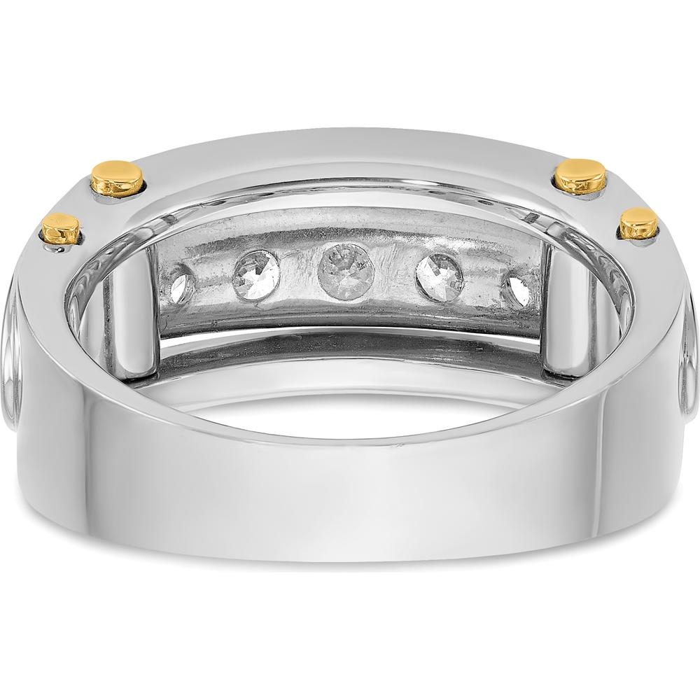 14K Two-Tone Men's Diamond Ring with 5 Round Diamonds - 1.00 Carats Total Diamond Weight by IBGoodman