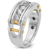 14K Two-Tone Men's Diamond Ring with 5 Round Diamonds - 1.00 Carats Total Diamond Weight by IBGoodman