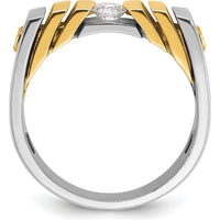 14K Two-Tone Men's Diamond Ring with Milgrain and Geometric Design - 0.50 Carats Total Diamond Weight by IBGoodman