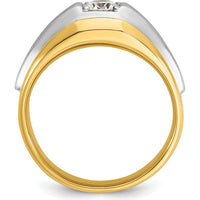 14K Two-Tone Men's Diamond Ring with Polished and Satin Finish - 0.409 Carats Round Diamond by IBGoodman