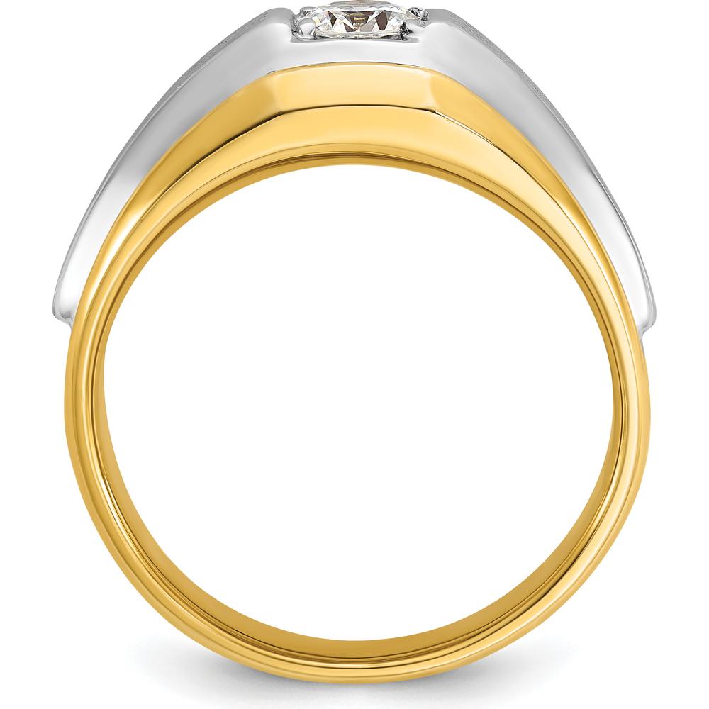 14K Two-Tone Men's Diamond Ring with Polished and Satin Finish - 0.409 Carats Round Diamond by IBGoodman