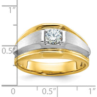 14K Two-Tone Men's Diamond Ring with Polished and Satin Finish - 0.409 Carats Round Diamond by IBGoodman