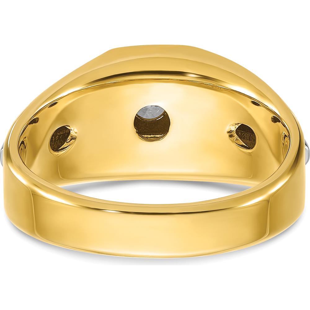 14K Two-Tone Men's Diamond Ring with Polished and Satin Finish - 0.409 Carats Round Diamond by IBGoodman