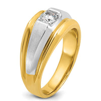14K Two-Tone Men's Diamond Ring with Polished and Satin Finish - 0.409 Carats Round Diamond by IBGoodman