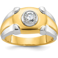 14K Two-Tone Men's Diamond Ring with Round 0.5 Carats Diamond - I1 Clarity by IBGoodman