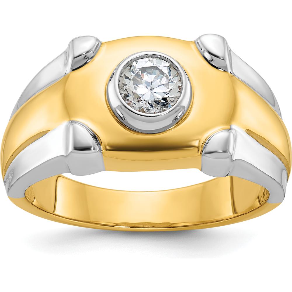 14K Two-Tone Men's Diamond Ring with Round 0.5 Carats Diamond - I1 Clarity by IBGoodman