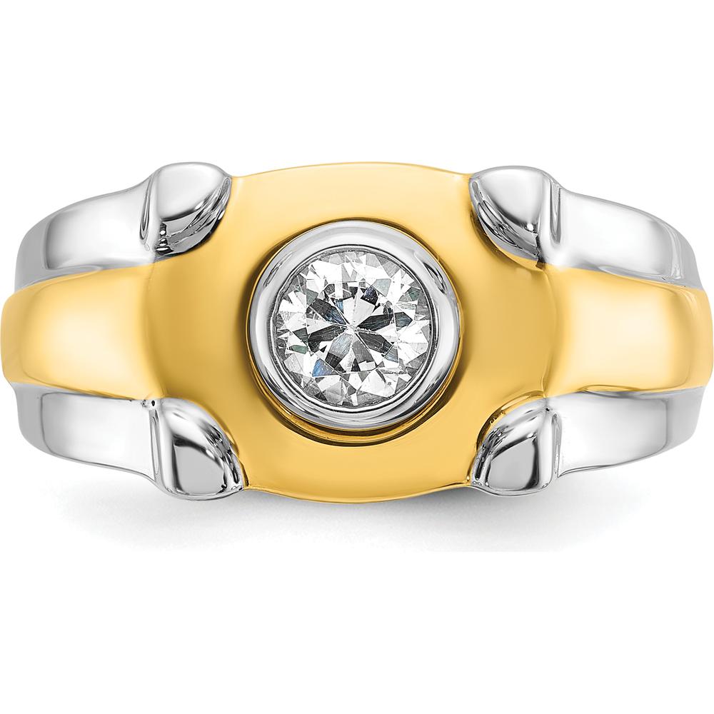 14K Two-Tone Men's Diamond Ring with Round 0.5 Carats Diamond - I1 Clarity by IBGoodman