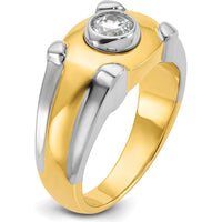 14K Two-Tone Men's Diamond Ring with Round 0.5 Carats Diamond - I1 Clarity by IBGoodman