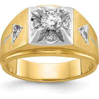 14K Two-Tone Men's Diamond Ring with Round-Cut Diamonds - 0.75 Carats Total Diamond Weight by IBGoodman