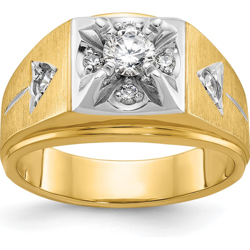 14K Two-Tone Men's Diamond Ring with Round-Cut Diamonds - 0.75 Carats Total Diamond Weight by IBGoodman