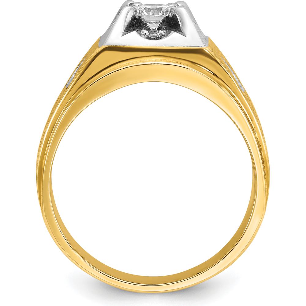 14K Two-Tone Men's Diamond Ring with Round-Cut Diamonds - 0.75 Carats Total Diamond Weight by IBGoodman