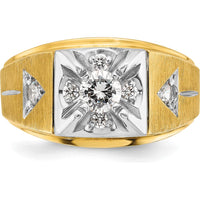 14K Two-Tone Men's Diamond Ring with Round-Cut Diamonds - 0.75 Carats Total Diamond Weight by IBGoodman