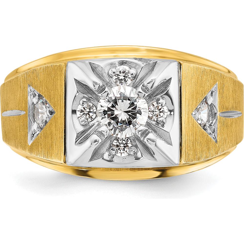 14K Two-Tone Men's Diamond Ring with Round-Cut Diamonds - 0.75 Carats Total Diamond Weight by IBGoodman